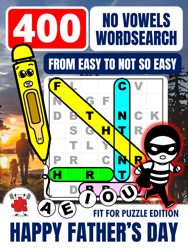 HAPPY FATHER'S DAY 400 No Vowels Wordsearch Puzzles For Adults 1