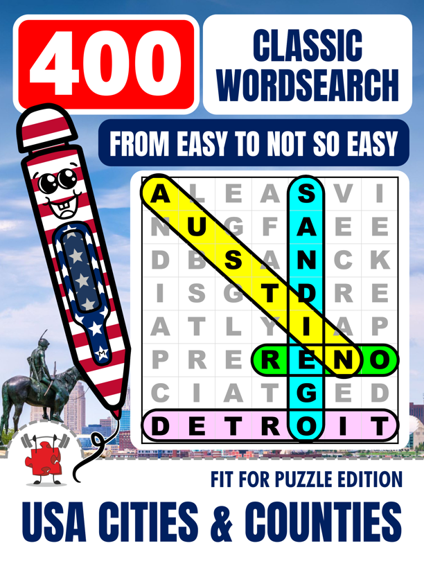 USA CITIES & COUNTIES 400 Classic Wordsearch Puzzles For Adults 1